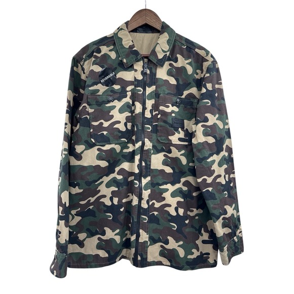 Dogg Supply Other - Dogg Supply By Snoop Dogg Button Down Shirt Men Size M Camouflage Reversible Tan